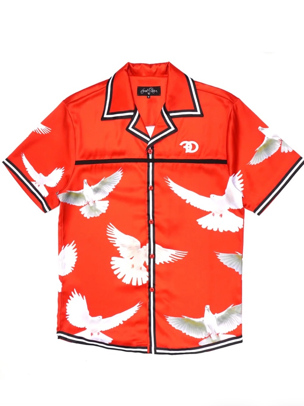 Frost Originals Red Dove-Print Short Sleeve Button-Down Shirt